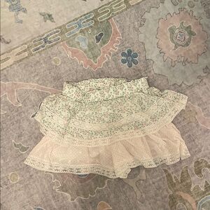 Altar'd State Floral Ruffle Skort - Cream and Pink